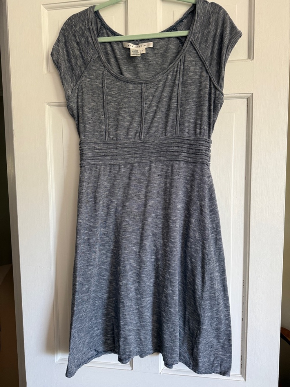 Max Studio navy and white Cap-Sleeve Knit Dress -  Classic Everyday Style